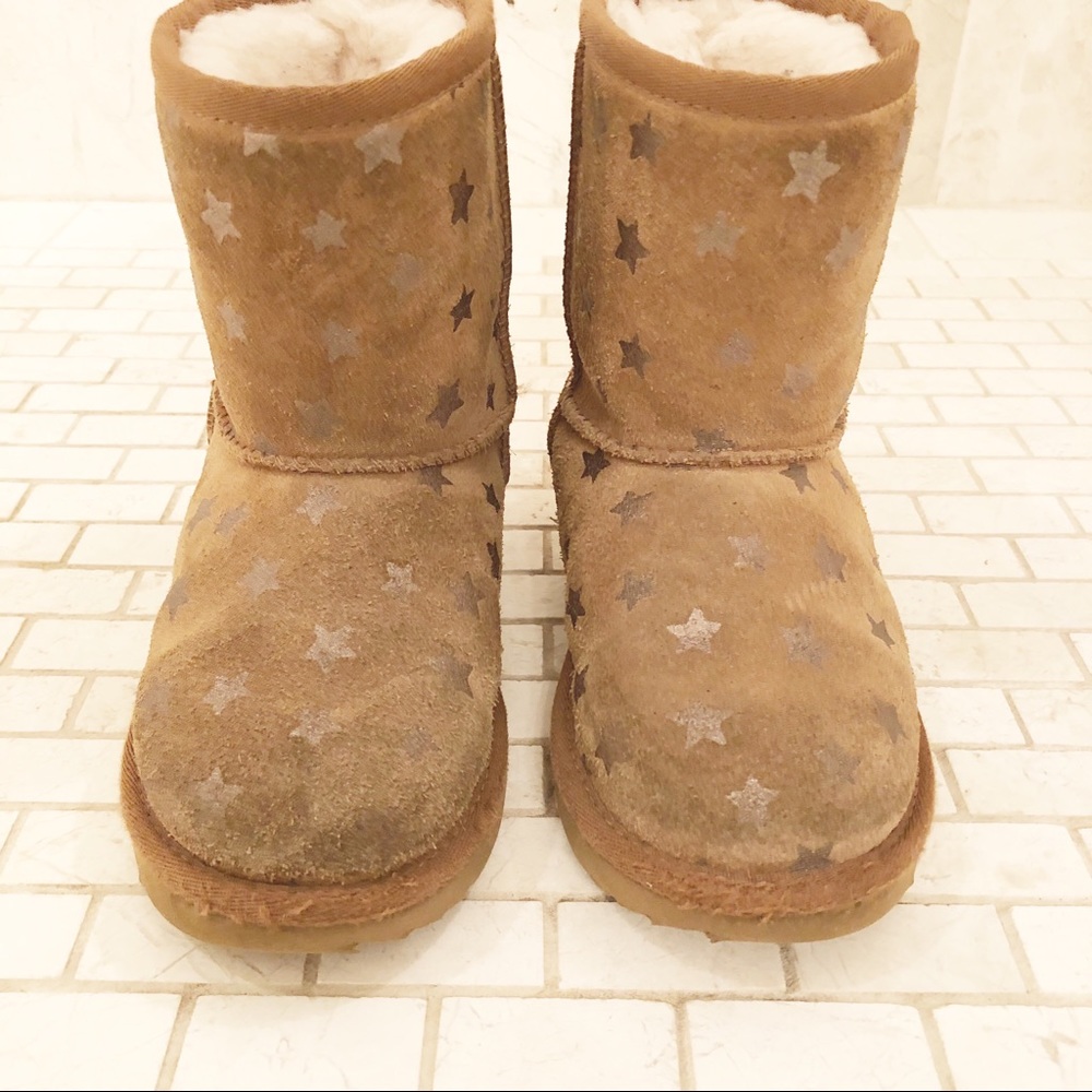 Toddler girl’s authentic tan UGG boots, size 12